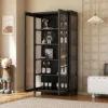 Cabinet with Glass Doors, 5-Tier Curio with 4 Adjustable Shelves Display Case