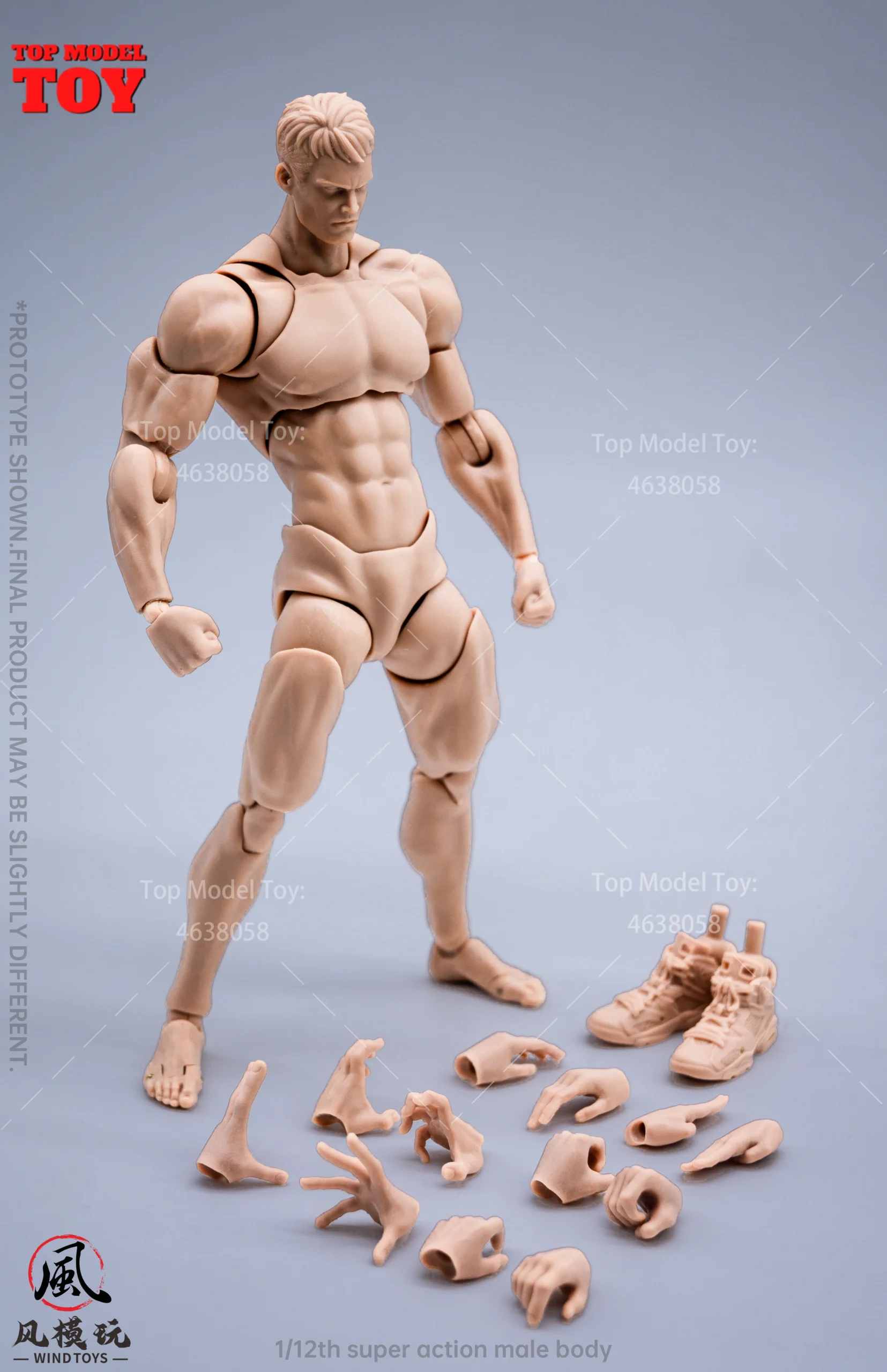In Stock Wind Toys 1/12 Male Muscle Super Flexible Joint Body 16cm Man Action Figure Doll Model with Head Sculpt 7 Pair of Hands - Image 9