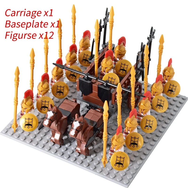 Medieval Knights mini Action Figures Building Blocks Roman Chariot Carriage Soldier War Horse Bricks Toys for Children Gift - Image 49