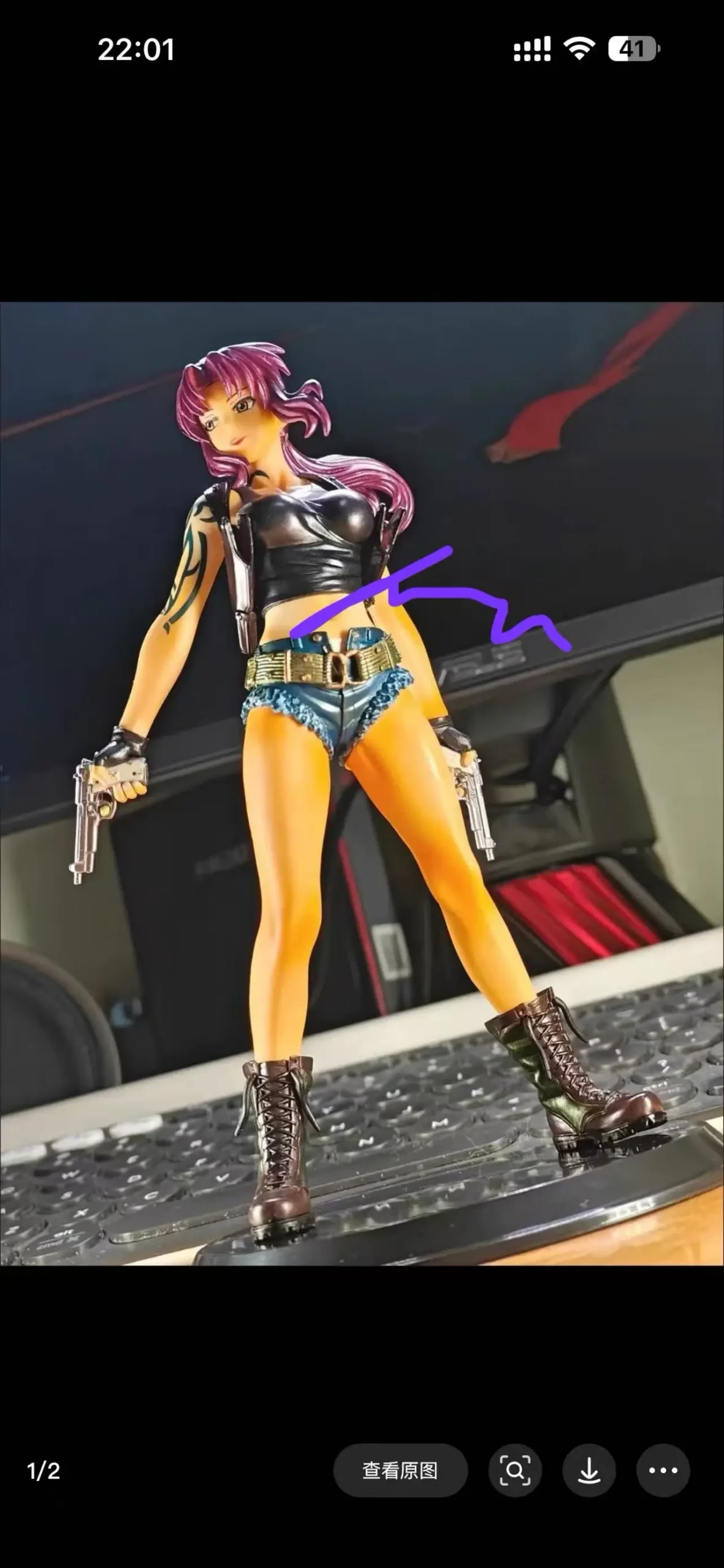 Bandai Original BLACK LAGOON Two-Hand Anime Figure Revy(Rebecca)Action Model Collectibles Desktop Ornaments Toys Gifs - Image 3
