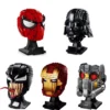 Cool Venom Building Block Spiderman Ironman Darth Vader Head Assembly Marvel Super Model Kit