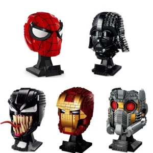 Cool Venom Building Block Spiderman Ironman Darth Vader Head Assembly Marvel Super Heroes 3D Model Mini Brick Toy for Home Decor