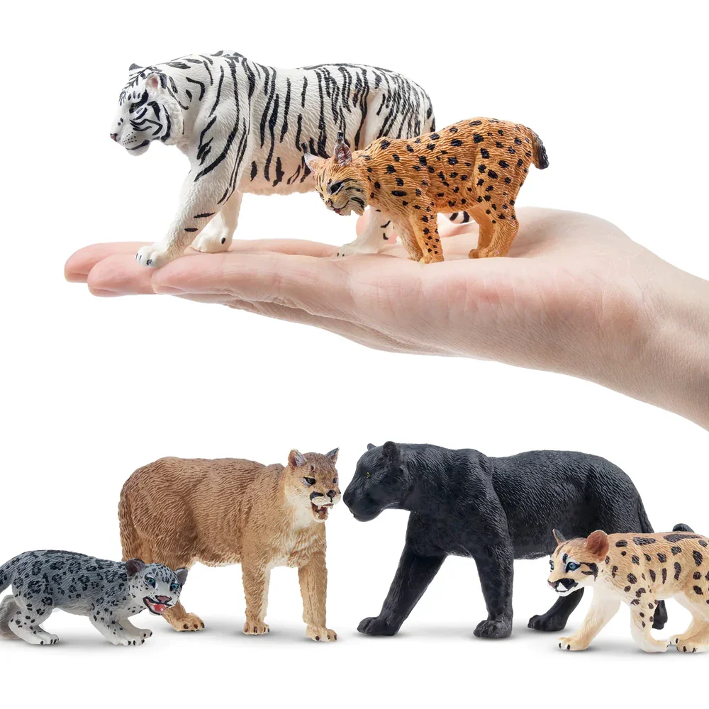 7Pcs Simulation Big Cat Wildlife Animal Model Toy Mini Cheetah Figures Dolls Action Figurines Toys for Children Set Gift - Image 2