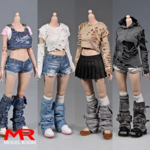 1/6 Scale Wasteland Style Tops Denim Shorts Leg Cover Clothes Model Fit 12'' TBL JIAOU Worldbox Female Soldier Action Figure