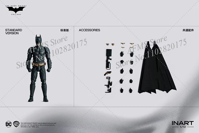 INART 1/12 Men Soldier Bat Hero Christian Bale The Dark Knight Rises Eternal Fight Hero 6Inch Action Figure Model Collection - Image 7