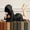 3D Mysterious Halloween Statue Gothic Black Robe Queen Bookshelf Sculpture Spooky Collectible Figure