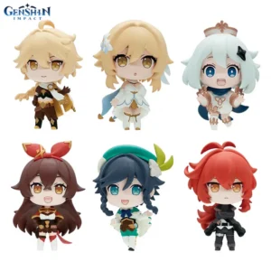 Bushiroad Original Genshin Impact Vol 1 Anime Figure Gashapon Model Set Paimon Diluc Venti Amber Figurine Toys Collectible Gifts