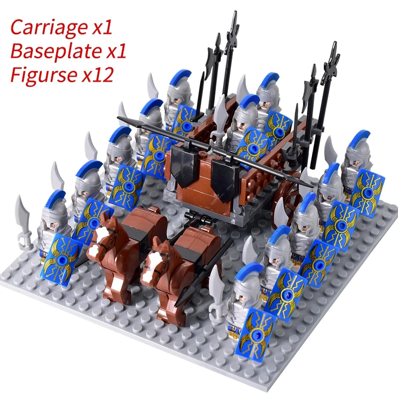 Medieval Knights mini Action Figures Building Blocks Roman Chariot Carriage Soldier War Horse Bricks Toys for Children Gift - Image 26