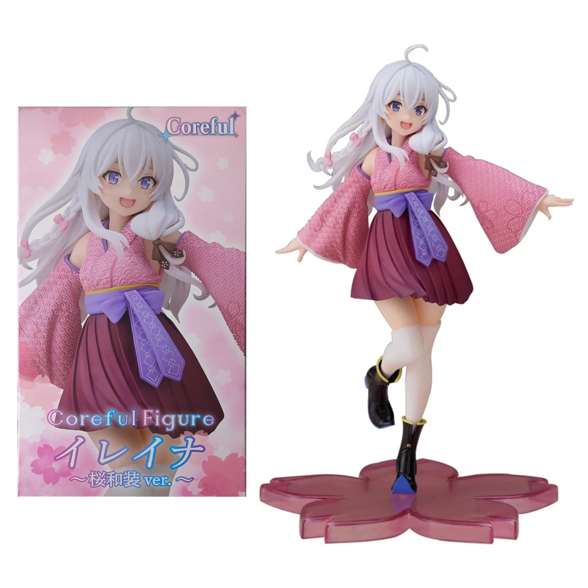 20CM Anime Wandering Witch: The Journey Elaina Figure PVC Cute Standing On One Foot Kimono Knee Socks Model Toys Ornaments Gifts