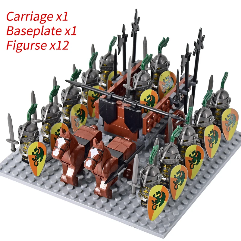 Medieval Knights mini Action Figures Building Blocks Roman Chariot Carriage Soldier War Horse Bricks Toys for Children Gift - Image 2
