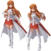 14CM Sword Art Online Yuuki Asuna Fighting Form Standing Model Changeable Face Action Figure
