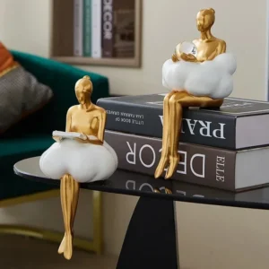 Golden Sculptures and Statuettes Figurines for Interior Cute Room Decor Office Accessories Wedding Decor Nordic Design Statues