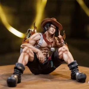 New One Piece Anime Figure Red Yellow Sitting Fire Fist Ace Model Desktop Ornament Trendy Play PVC Collectible Model Toys Gifts