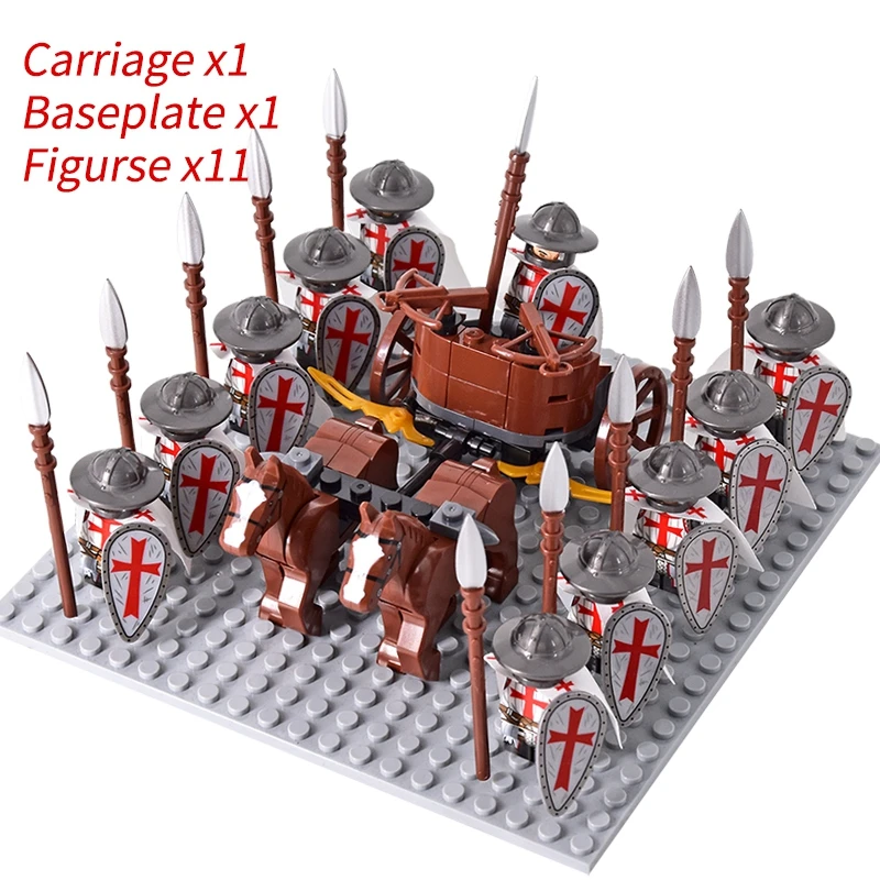 Medieval Knights mini Action Figures Building Blocks Roman Chariot Carriage Soldier War Horse Bricks Toys for Children Gift - Image 22