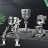 Carved Piston Skull Face Sculpture Resin Artwork Statue Crafts Home and Collectible Figure
