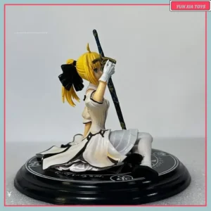 17cm Fate Grand Order Saber Lily Altria Pendragon Sitting Position Pvc Game Girl Figure Collectible Model Statue For Fans Gift