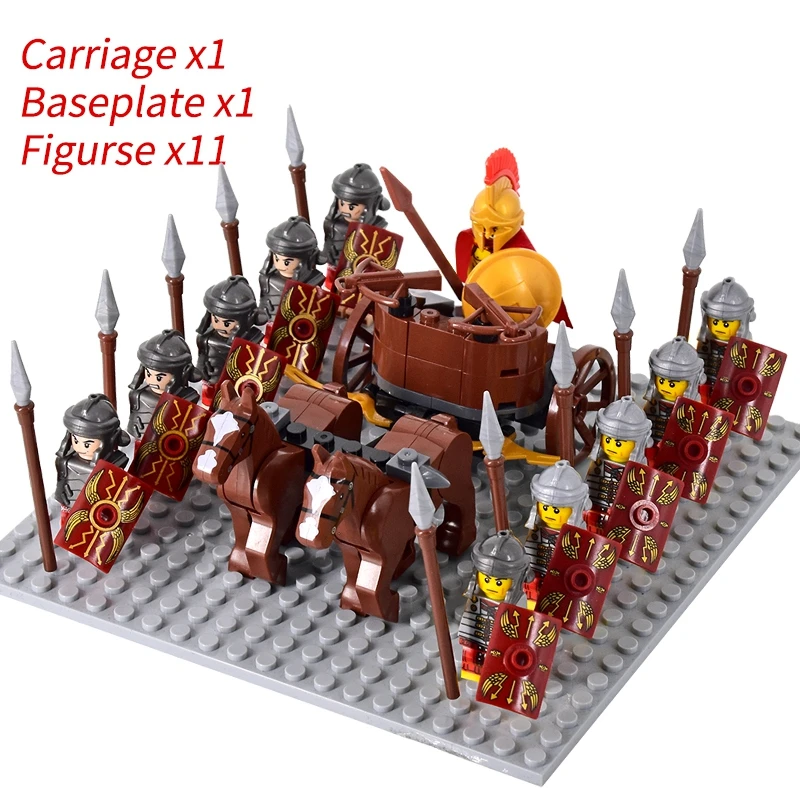 Medieval Knights mini Action Figures Building Blocks Roman Chariot Carriage Soldier War Horse Bricks Toys for Children Gift - Image 36