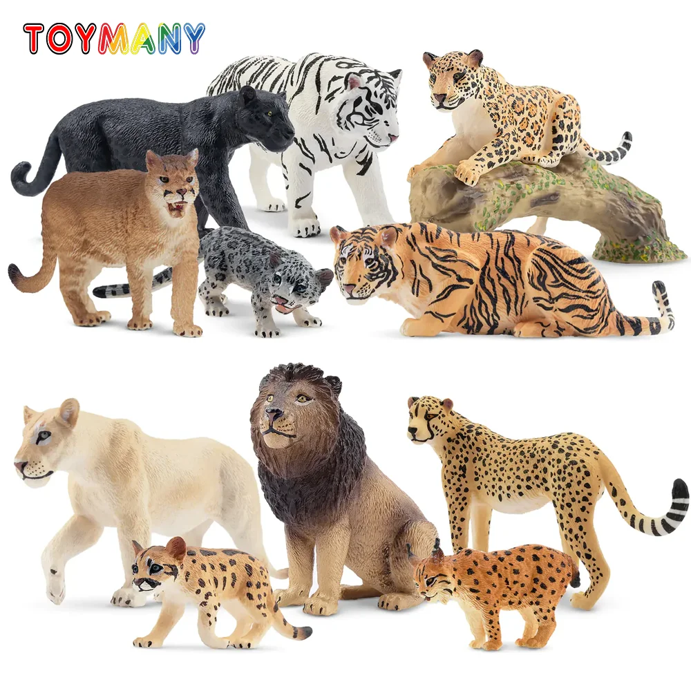 7Pcs Simulation Big Cat Wildlife Animal Model Toy Mini Cheetah Figures Dolls Action Figurines Toys for Children Set Gift