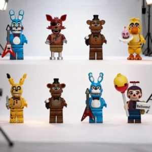 8pcs FNAF Figures Action Game Assembled Toy Character Chica Decoration Figurine DIY Model Midnight Children's Birthday Gift Toys