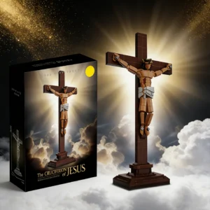MOC The Passion of Christ Statue Jesus Cross Micro Building Blocks Jesus Crucifix Sculpture Model Mini Bricks Toys for Kids Gift