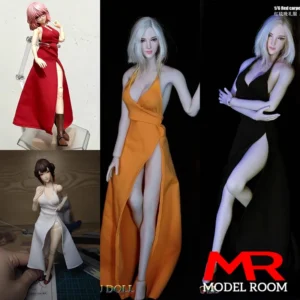 JOA-28 1/6 1/12 Scale Female Deep V High Slit Sexy Evening Dress Model Fit 12'' 6'' Soldier Action Figure Body Dolls