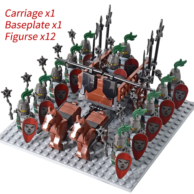 Medieval Knights mini Action Figures Building Blocks Roman Chariot Carriage Soldier War Horse Bricks Toys for Children Gift - Image 39