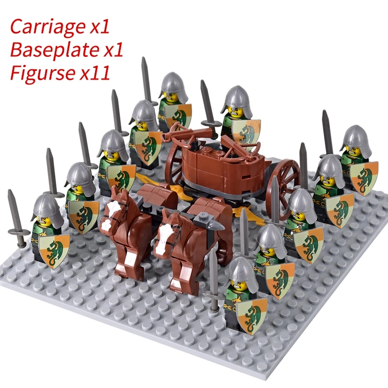 Medieval Knights mini Action Figures Building Blocks Roman Chariot Carriage Soldier War Horse Bricks Toys for Children Gift - Image 13