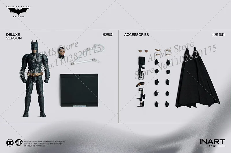 INART 1/12 Men Soldier Bat Hero Christian Bale The Dark Knight Rises Eternal Fight Hero 6Inch Action Figure Model Collection - Image 8