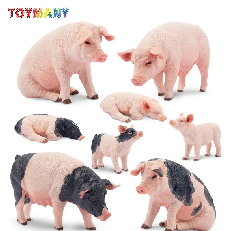 8Pcs Simulation Pig Farm Animal Model Toy Mini Cake Decoration Pig Figures Dolls Action Figurines Toys for Children Set Gift