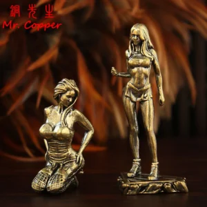Brass Sexy Women Small Statue Beauty Girl Characters Models Miniatures Figurines Desktop Decorations Crafts Home Decors Ornament