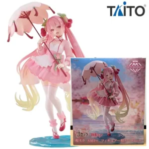 In Stock TAiTO AMP+ Hatsune Miku Sakura Miku ~Sakura Dress Ver.~ PVC 21CM Anime Action Figures Model Collection Toy