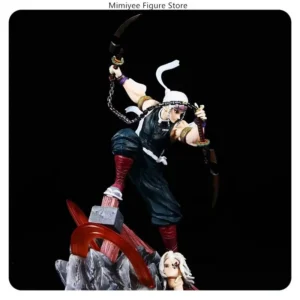 27cm Demon Slayer Tengen Uzui Battle Sound Hashira Double Head Sculpture Battle Scene Model Statue Anime Figure