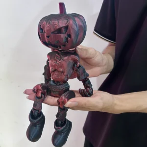 3D Printed Pumpkin Man Moveable Joints Animal Model Home Desktop Decoration Ornament Gift Collectible Statue 2 Pcs 26.5Cm/10.43In,16.5Cm/6.5In