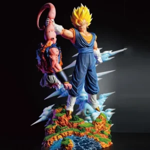 Hot 33cm Cartoon Dragon Ball Z Cartoon Character Majin Buu Vs Vegetto Supports Gk Digital Pvc Statue Collection Model Doll Statu