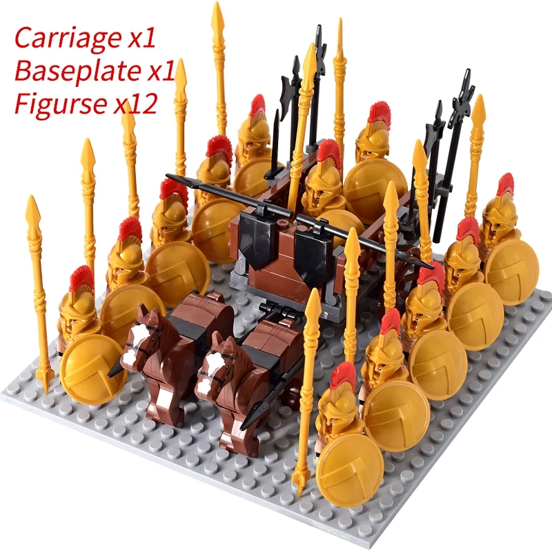 Medieval Knights mini Action Figures Building Blocks Roman Chariot Carriage Soldier War Horse Bricks Toys for Children Gift - Image 43