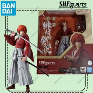 Genuine New Bandai SHF Rurouni Kenshin Shinomori Himura Kenshin Aoshi Meiji's Swordsman Action Figure Collectible Model