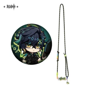 Sunsyea Genshin Impact Official Merch miHoYo Original Authentic Kinich Themes Series Badge Mobile Phone Lanyard Set