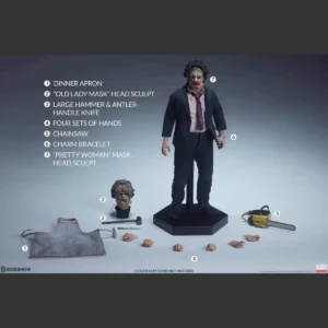 Original Sideshow 1/6 Leatherface killer suit version double head sculpture Action Figure Model Toys 12 inches