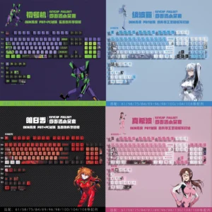 New Eva Rebuild Of Evangelion Anime Figure Four Sided Side Transparent Pbt Thermal Sublimation Transparent Crystal  Key Cap Gift