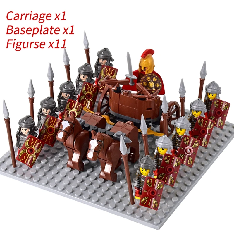 Medieval Knights mini Action Figures Building Blocks Roman Chariot Carriage Soldier War Horse Bricks Toys for Children Gift - Image 37