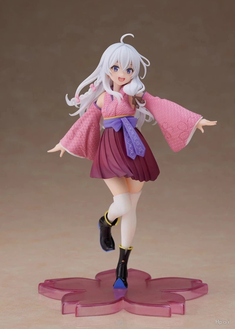 20CM Anime Wandering Witch: The Journey Elaina Figure PVC Cute Standing On One Foot Kimono Knee Socks Model Toys Ornaments Gifts - Image 5