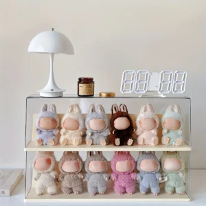 Extended transparent display box, suitable for labubu dolls - dustproof, accommodating 6 pieces for showcasing cute characters