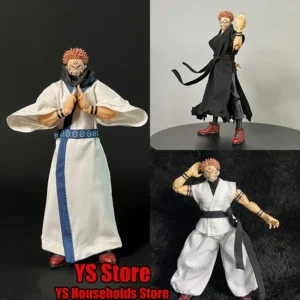 1/12 Ryomen Sukuna Man Soldier Black Long Robe White Combat Clothes Set Accessory For 6" Anime Jujutsu Kaisen Shf Figure Body