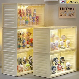 Actione Figures Display case with Sensor Light Stackable Organizer for Collectibles Durable Display Cabinet for Mini Figurines