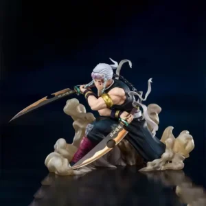 Double Blade Mode Anime Warrior Figure with Sound Pillar Scene Special Effects Handmade Resin Model Collectible Gift