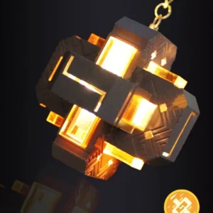 Anime Genshin Impact Zhong Li Element Keychain With Lamp Weapons Star Metal Model Pendant Decoration Halloween Gift for Kids