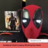 Anime 1:1 Deadpool Series Electric Helmet Can Blink and Glow Halloween Cosplay Accessory Set