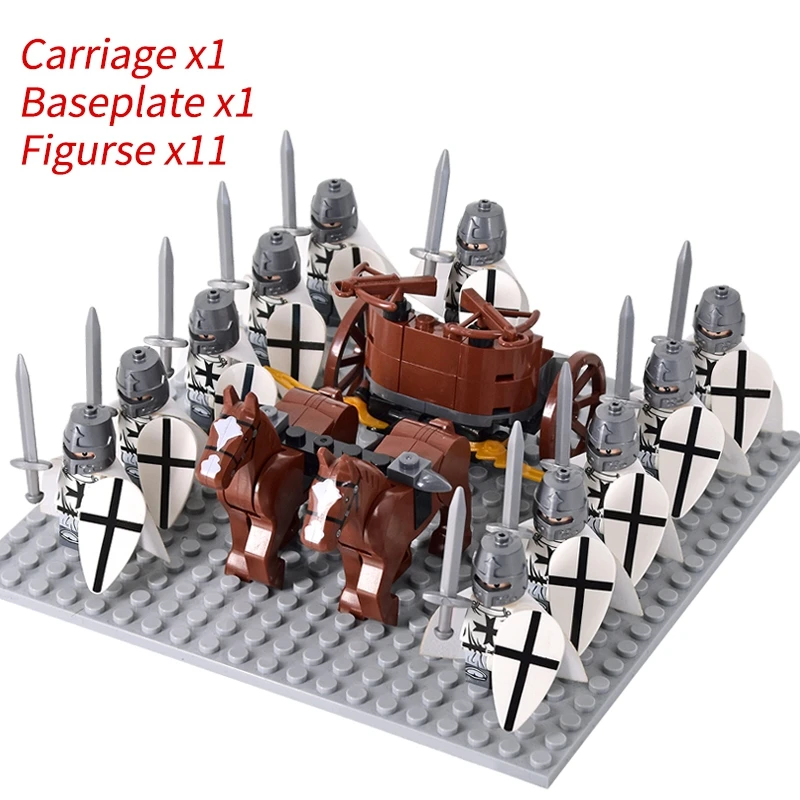 Medieval Knights mini Action Figures Building Blocks Roman Chariot Carriage Soldier War Horse Bricks Toys for Children Gift - Image 34