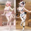 Black & White Cow Girl Maid - Collectible Statue, Perfect Desk Accessory Set