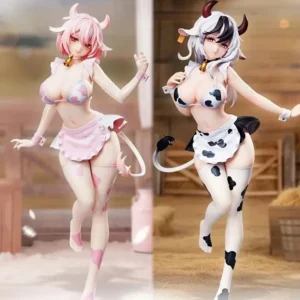 Black & White Cow Girl Maid Anime Figure - Cute Collectible Statue, Perfect Desk Decor Gift for Anime Fans cosplay anime figure
